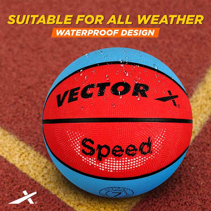 Vector X 8 Panel Speed Rubber Moulded Indoor/Outdoor Basketball with Butyl Bladder (Suitable for Practice/Match/Training) + Free Air Needle