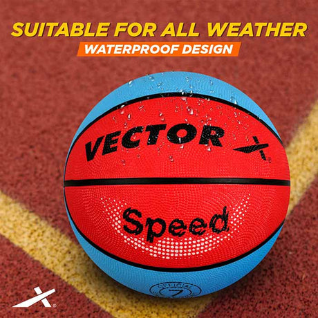 Vector X 8 Panel Speed Rubber Moulded Indoor/Outdoor Basketball with Butyl Bladder (Suitable for Practice/Match/Training) + Free Air Needle