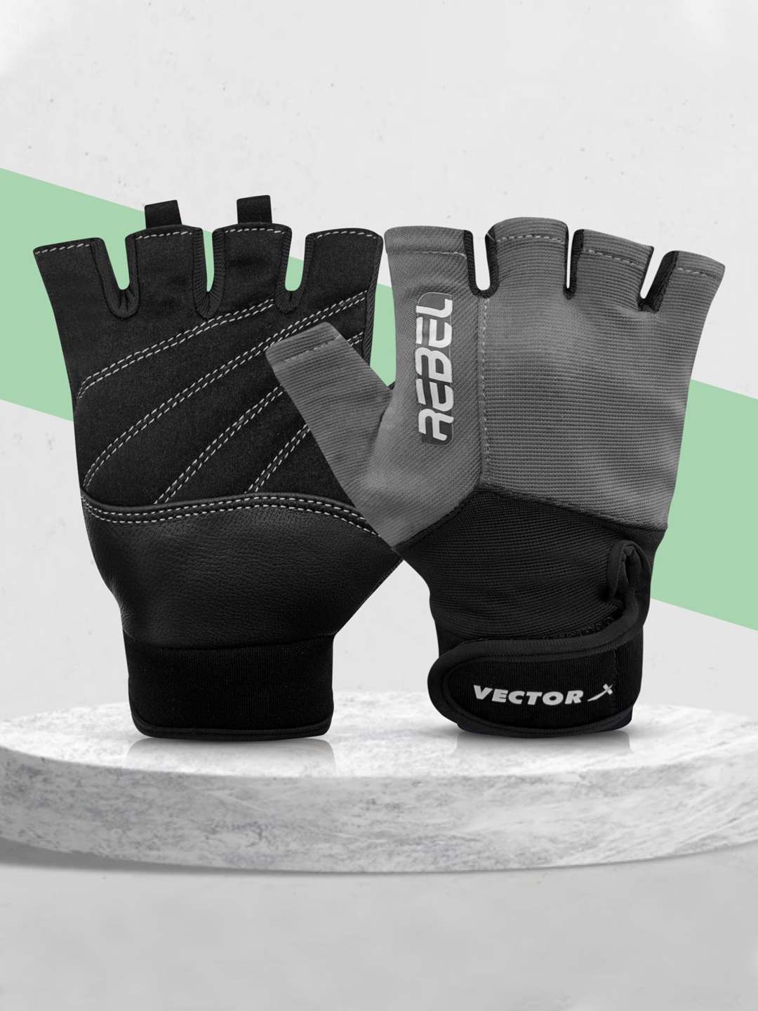 Vector X Rebel Unisex Workout Weight Lifting Gloves for Men and Women with Wrist Support,Fingerless Grip for Weightlifting,Cycling,Exercise,Training,Fitness