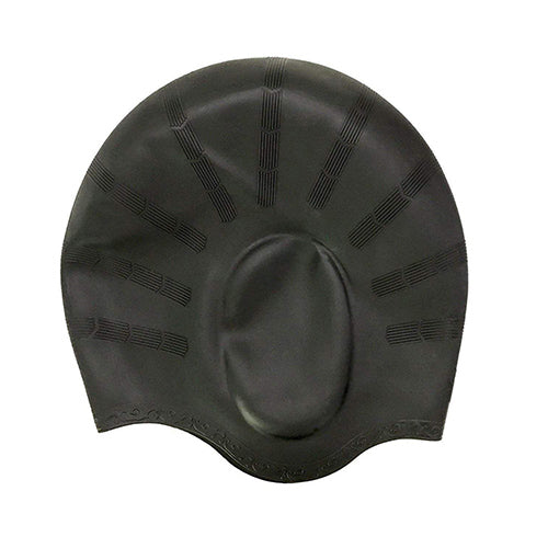 Viva Swimming Ear Protection Designed Long Hair Swim Cap,Waterproof Silicone Swimming Cap for Adult Woman and Men,Keeps Hair Clean with Ear Protector Black
