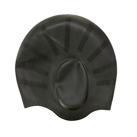 Viva Swimming Ear Protection Designed Long Hair Swim Cap,Waterproof Silicone Swimming Cap for Adult Woman and Men,Keeps Hair Clean with Ear Protector Black