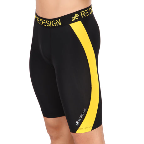 Nylon DC Curve Compression Shorts and Half Tights For Men (BLACK/YELLOW)