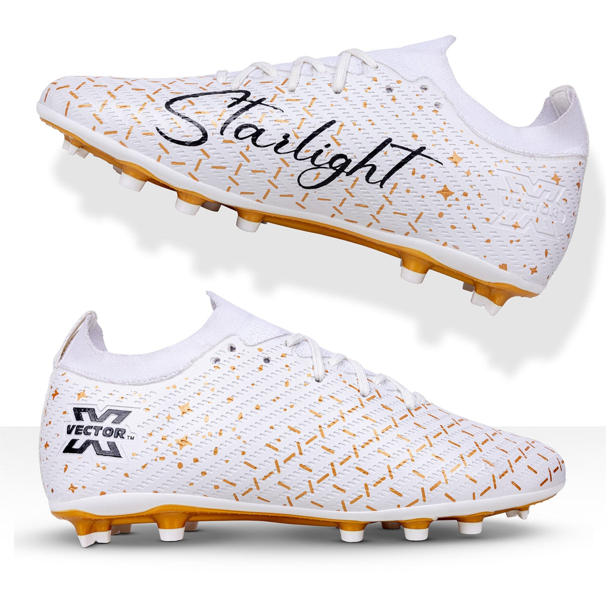Vector X Starlight Men’s Elite Firm Ground Soccer Cleats Shoes – Primeknit Sock For Superior Grip, TPU Sole, 3D Texture TPU Fusing upper, Lightweight Football Boots