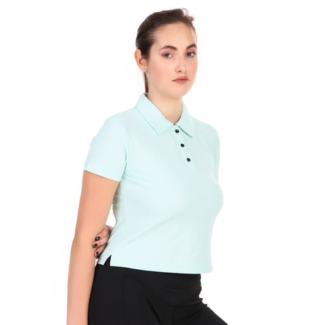 Activewear Polo Crop Top For Women (Sky)
