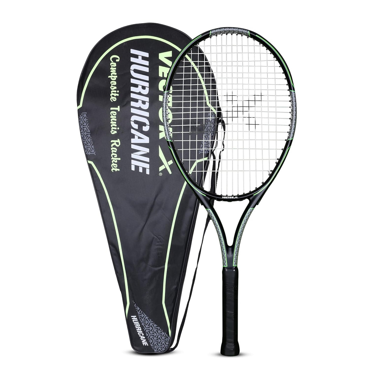 Vector X Hurricane Racket High Performance Full Cover Composite Tennis Racquet for Sports Green Strung Tennis Racquet Adults