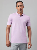 Alcis Men's Purple Melange Soft-Touch Regular-Fit Athleisure Polo T-Shirt