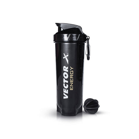 Vector X Plastic Gym Energy Shaker Bottle, Leakproof Guarantee Sipper Bottle Ideal for Protein, Preworkout and Bcaas, BPA-Free Material (Black),600 ml