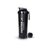 Vector X Plastic Gym Energy Shaker Bottle, Leakproof Guarantee Sipper Bottle Ideal for Protein, Preworkout and Bcaas, BPA-Free Material (Black),600 ml