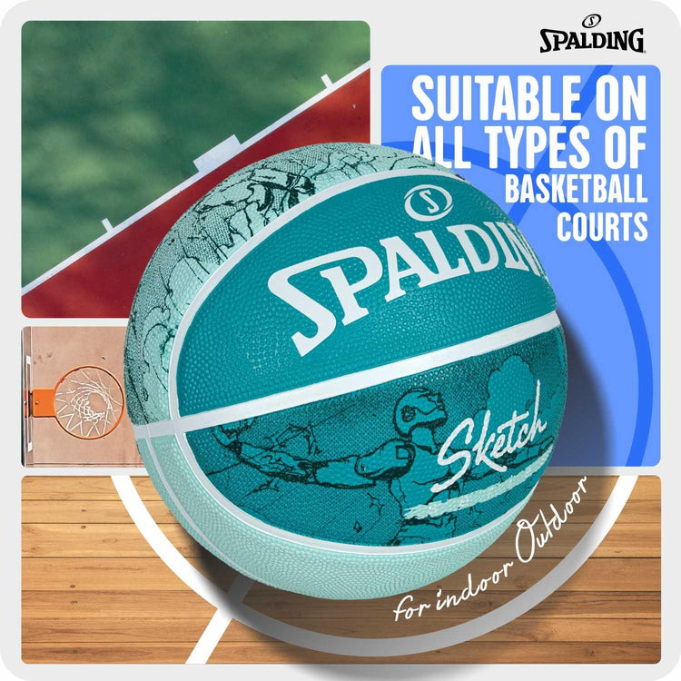 Spalding Sketch Crack Ball 84380Z, Unisex, Basketball, Blue, 7, blue