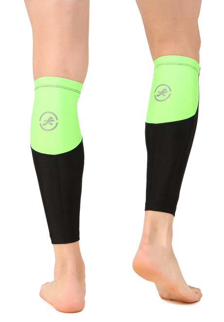 Polyester Compression Calf Sleeves (Black/Neon Green)