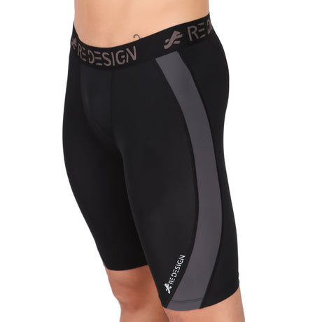 Nylon DC Curve Compression Shorts and Half Tights For Men (BLACK/D.GREY)