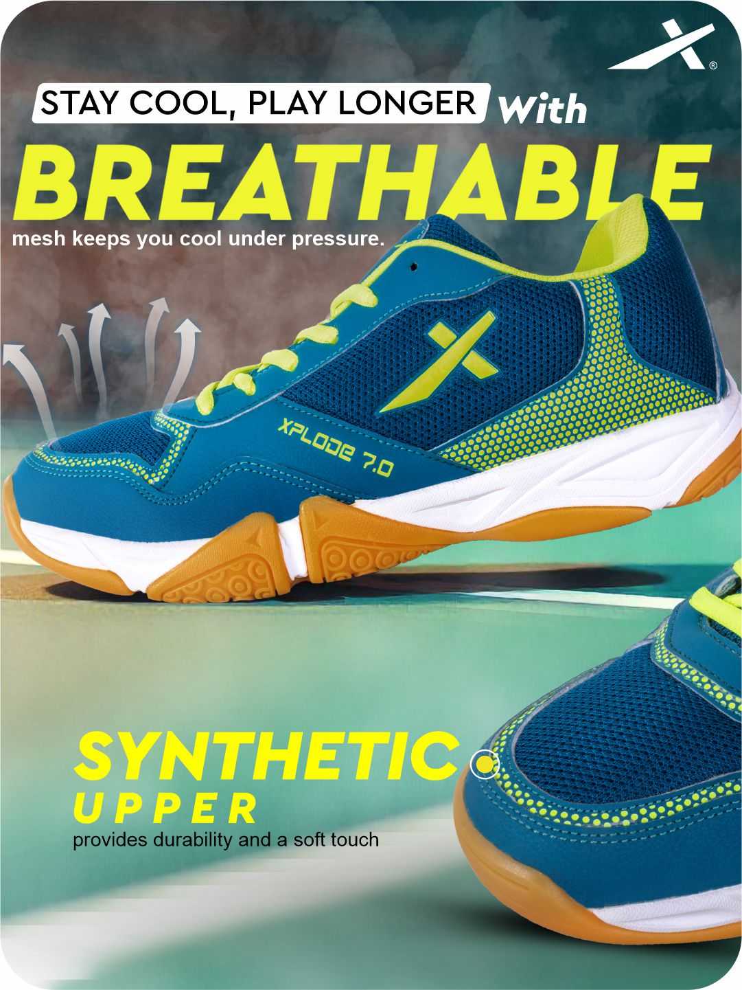 Xplode 7.0 Lightweight Non-Marking EVA Phylon Rubber Sole Badminton Shoes For Men