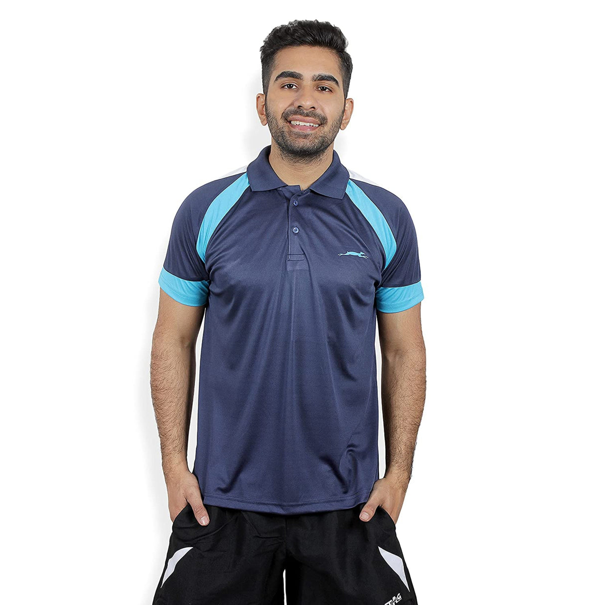 STAG GLOBAL Pro-X  Navy Blue | Men's Solid Regular Fit Polo T-Shirt | Sports & Casual Wear
