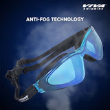 Viva Swimming Unicorn Clear Mirror Lens & Wide-Vision Swim Goggles for Swimming Practice, Training, Competition| Anti-Fog, UV Protection| Branded Case Packing  for Professional Players Adult Men Women