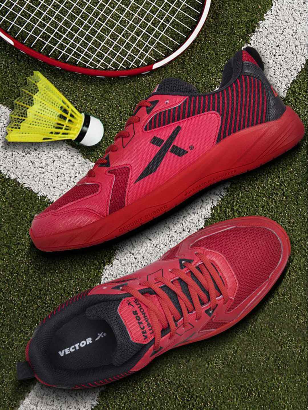 Vector X Luminous Tennis/Badminton Court Shoe, Elegent Design, Rubber Sole, Slip Resistance, Light Weight, EVA Insocks for Comfort
