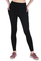 Nylon 4 Pocket Compression Legging/Tights For Women (Black)