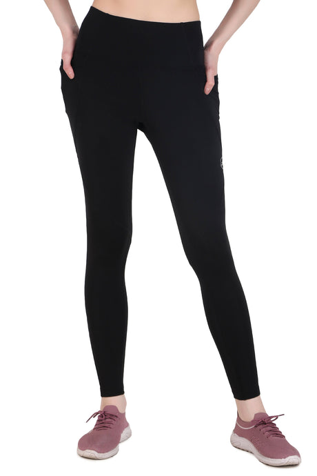 Nylon 4 Pocket Compression Legging/Tights For Women (Black)
