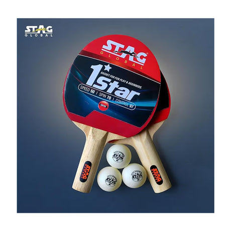STAG GLOBAL Anywhere Everywhere Table Tennis Playset 2 Rackets & 3 Balls (Ball Colour - White)