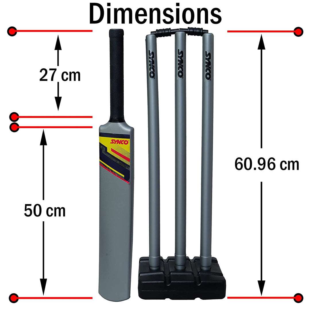 Synco Plastic Cricket Set with Ball Combo for Age Group 12-15 Years Size-5