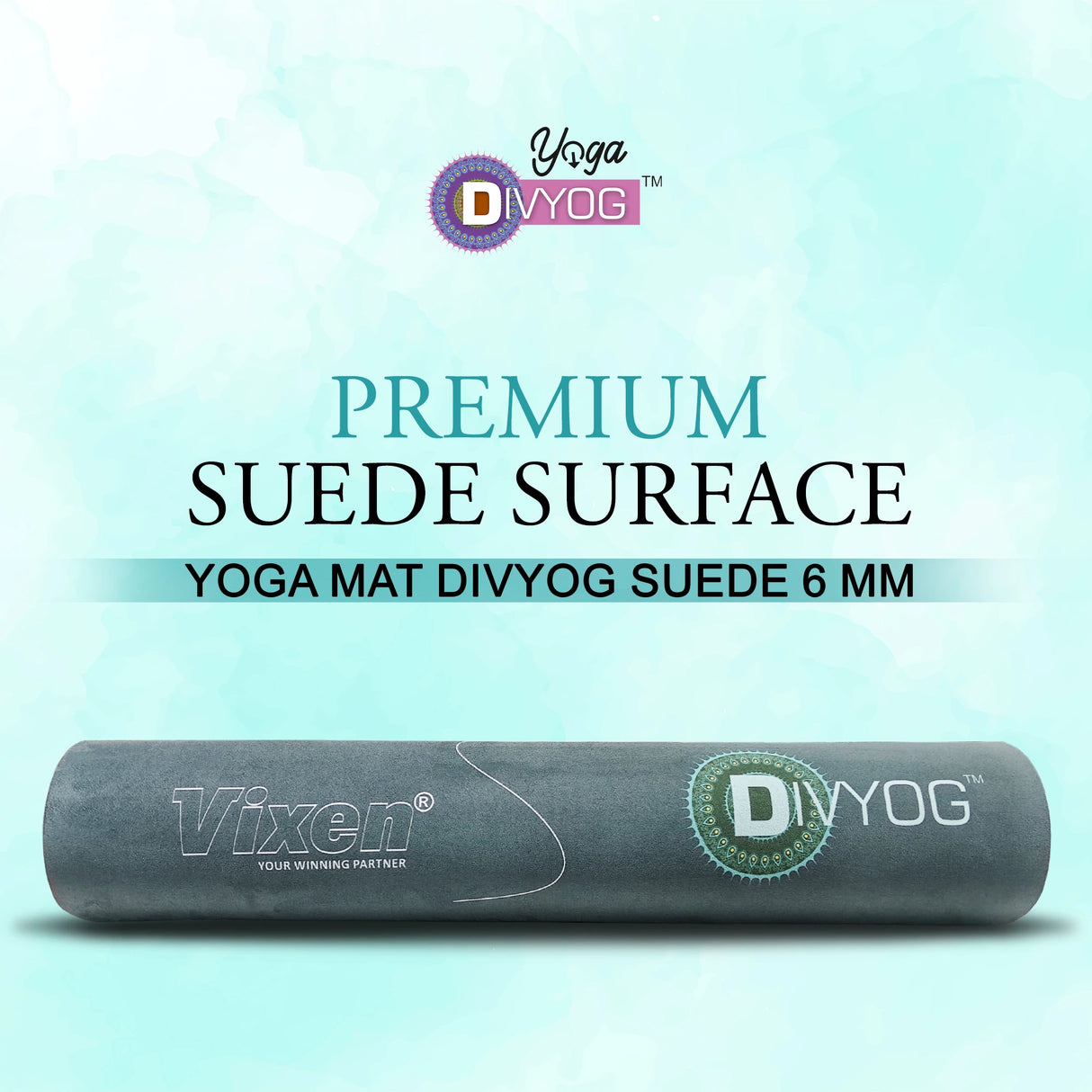 VIXEN Divyog  Suede Yoga Mat 6mm with Stylish Printed Design