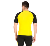 Men's Nylon Compression Tshirt Half Sleeve Tights (Yellow/Black)