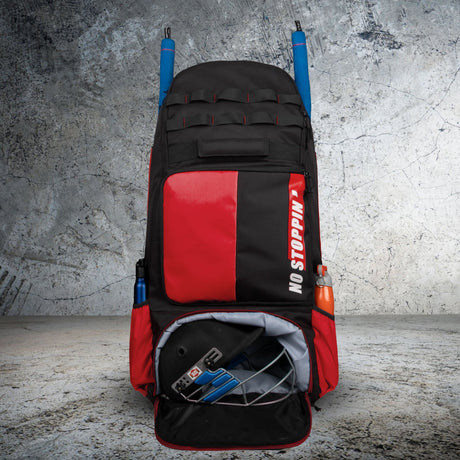 Condor Red Black 89L Unisex Cricket Kit Bag Backpack | Adult Size | 2 Bat | Shoe/Helmet Pocket | Main Compartment 20" Leg Pad |2 Bottle Holder | Easy Access Pocket | Player Edition Senior