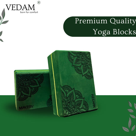 Vedam Yoga Block Set of 2 (Bottel Green) mandala | Industrial