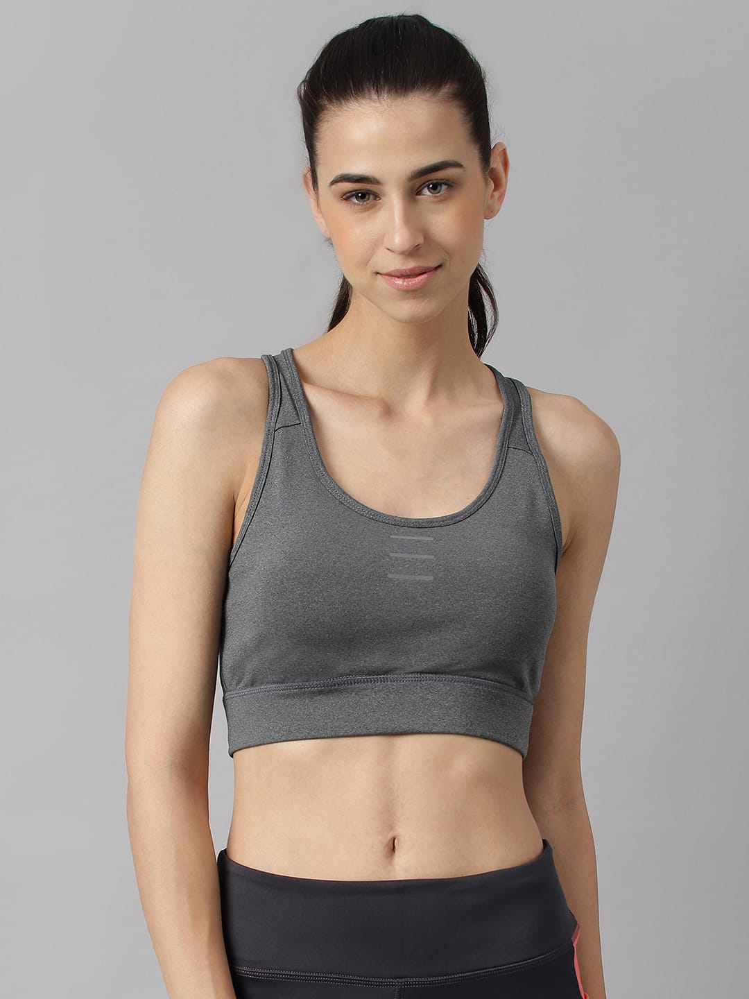 Alcis Women Dark Grey Anti-Static Slim-Fit Sports Training Bra Top