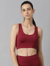 Alcis Women Red Plum Anti-Static Slim-Fit Low-Impact Sports Bra
