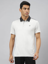 Alcis Men Light Grey Train-Tech Anti-Static Slim-Fit Training Polo T-Shirt