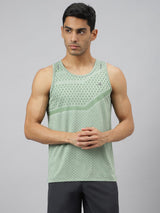 Alcis Men Frost Green Anti-Static Slim-Fit Distance Running Singlet