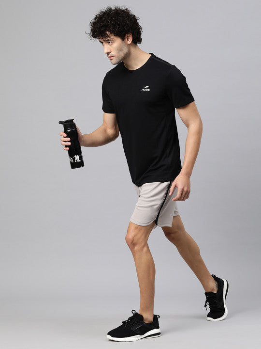 Alcis Men Anti Static Black Slim Fit T-shirt