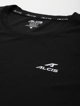 Alcis Men Anti Static Black Slim Fit T-shirt