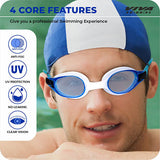 Viva Swimming Combo-704 Senior Kit- Swim Goggles, Caps and Ear plug Combo Set With Case Set- Silicone Non-Slip Material, Anti-Fog, UV Protection For Adults, Boys, Men