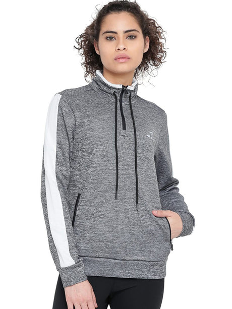 Alcis Women Grey & Black Solid Sweatshirt 236WSS076 | Alcis