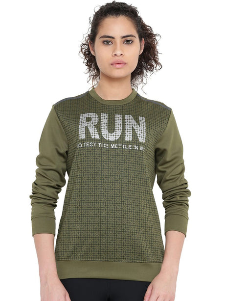 Alcis Women Olive Green Printed Sweatshirt 237WSS077 | Alcis