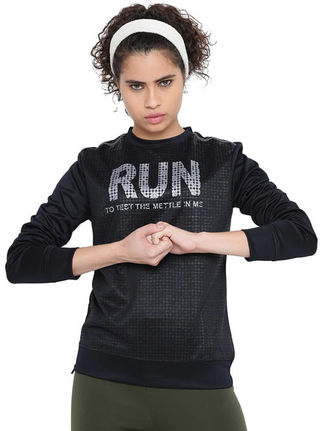 Alcis Women Black Printed Sweatshirt 237WSS078 | Alcis