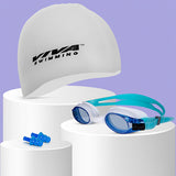 Viva Swimming Combo-704 Senior Kit- Swim Goggles, Caps and Ear plug Combo Set With Case Set- Silicone Non-Slip Material, Anti-Fog, UV Protection For Adults, Boys, Men