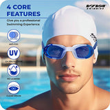 Viva Swimming Combo 616 Swimming Goggles & Swimming Cap, 2 Ear Plug With Nose Clip Swimming Kit Anti-Fog, UV Protection For Adults, Boys, Men