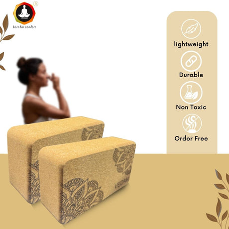 Vedam Mandala Cork Yoga Brick – Set of 2 | Industrial
