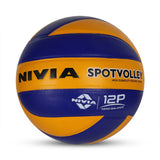 NIVIA SPOTVOLLEY, 12 Panels, Genuine Leather Pasted, Butyl Threadwounded Bladder, As Per VFI Standard , Made for Championships , to Play on All Kind of Indoor & Outdoor Surfaces