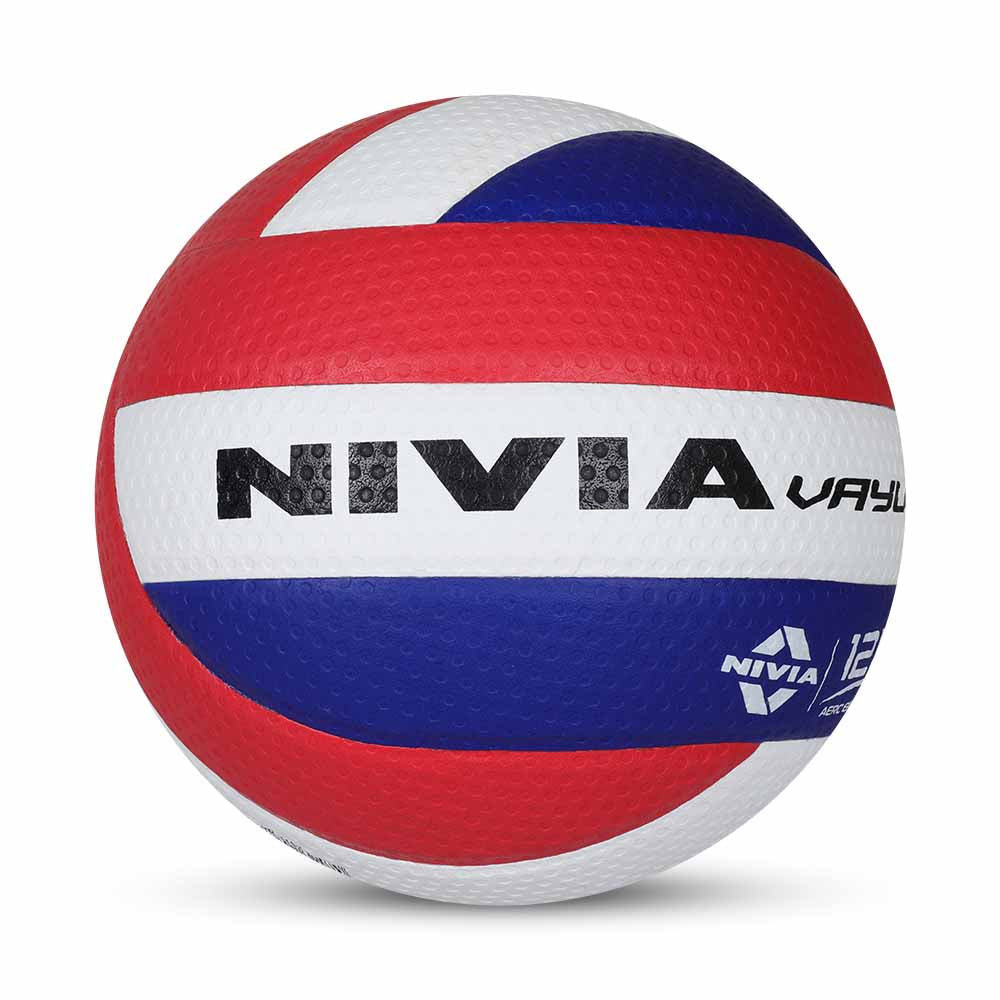 NIVIA VAYU, 12 Panels, Microfiber PU Pasted with Grainy & Dimpled Texture, Butyl Threadwounded Bladder, As Per FIVB Standard, Made for Pro-Leagues / Internationals Matches, to Play on Indoor Surfaces