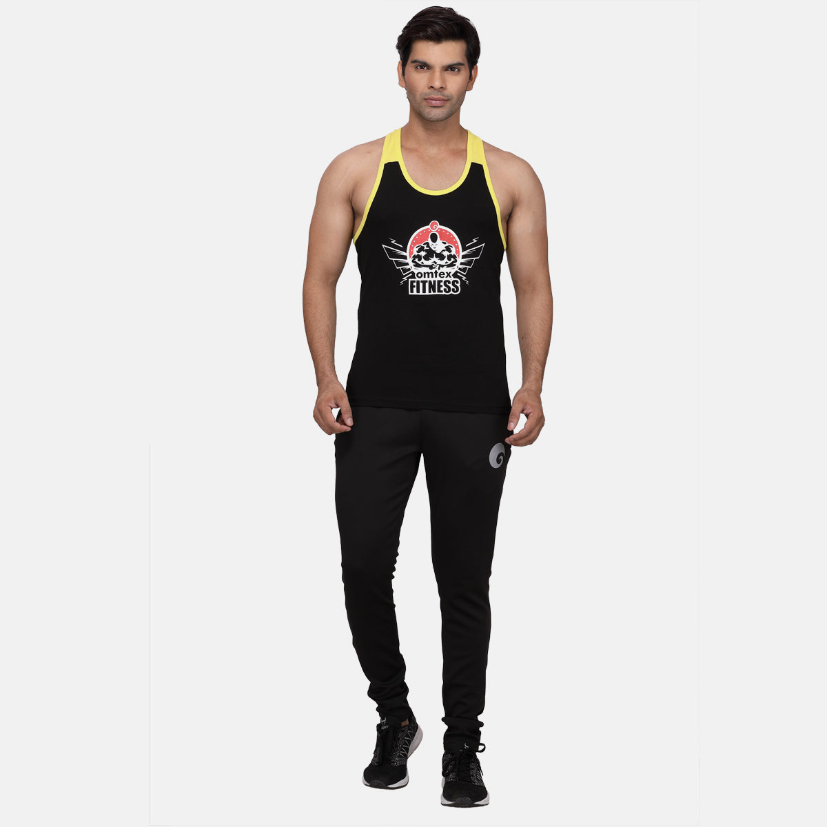 Men's Gym Stringer Black Yellow