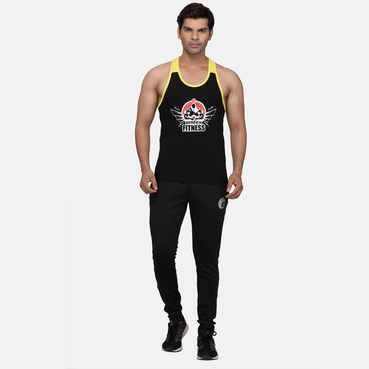 Men's Gym Stringer Black Yellow