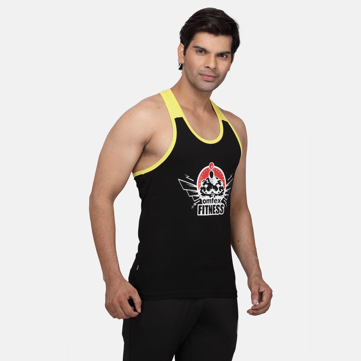 Men's Gym Stringer Black Yellow