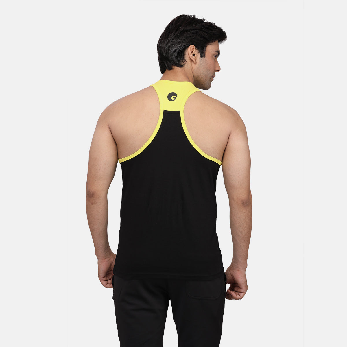 Men's Gym Stringer Black Yellow