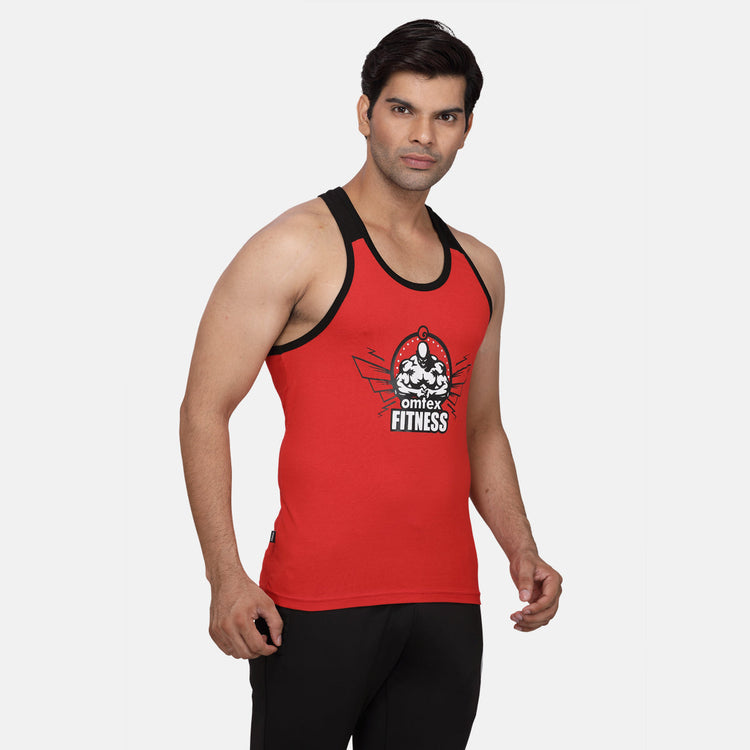 Men's Gym Stringer Red Black