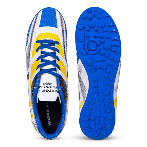 Vector X Rapid 2.0 Series 3D Texture Upper with Double Colour TPU Sole| Unique Design|Comfortable| Football Soccer Court Studs|Futsal Shoe| Ideal for Synthetic Turf & Hard Ground|Men, Youth, Boys
