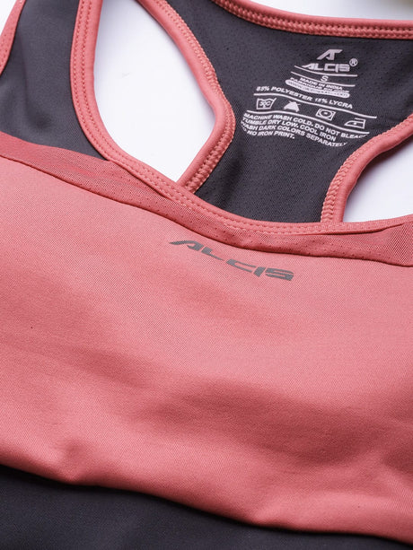 Alcis Women Pink Full Coverage Lightly Padded Workout Bra | Alcis