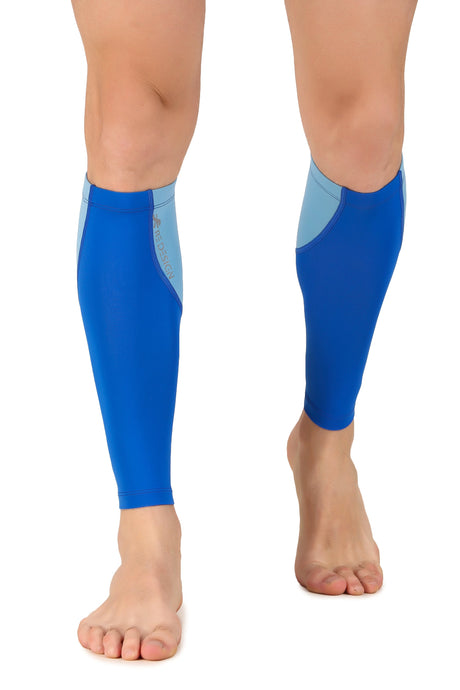 Nylon Compression Calf Sleeves (Aqua Blue/Royal Blue)